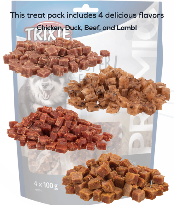 Trixie - 4 Superfoods Snack Pack, Chicken, Duck, Beef & Lamb, Variety of Flavors with Superfoods, Gluten-Free, 4 × 100 g