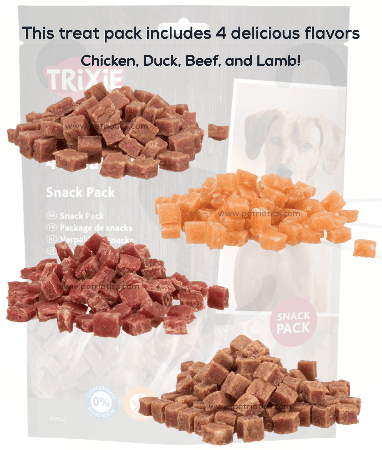 Trixie - Premio 4 Meat Minis Snack Pack, Chicken, Duck, Beef & Lamb, Variety Protein Dog Treats, Gluten-Free & No Added Sugar - 4 × 100 g