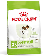 Royal Canin X-small Mini Adult Dog Food 1.5kg package for small breed dogs, supporting health and nutrition.