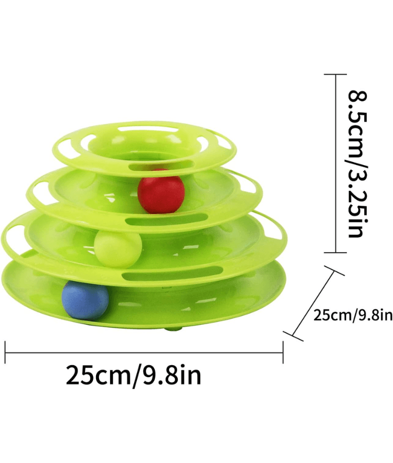 Pawise - Cat Toy Ball Tower – 3-Level Interactive Track with Colorful Rolling Balls for Kitten Exercise & Play