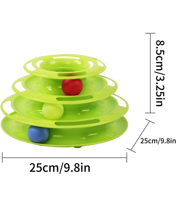 Pawise - Cat Toy Ball Tower – 3-Level Interactive Track with Colorful Rolling Balls for Kitten Exercise & Play
