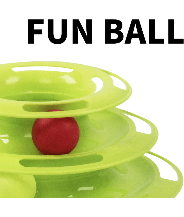 Pawise - Cat Toy Ball Tower – 3-Level Interactive Track with Colorful Rolling Balls for Kitten Exercise & Play