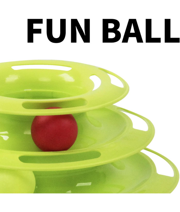 Pawise - Cat Toy Ball Tower – 3-Level Interactive Track with Colorful Rolling Balls for Kitten Exercise & Play