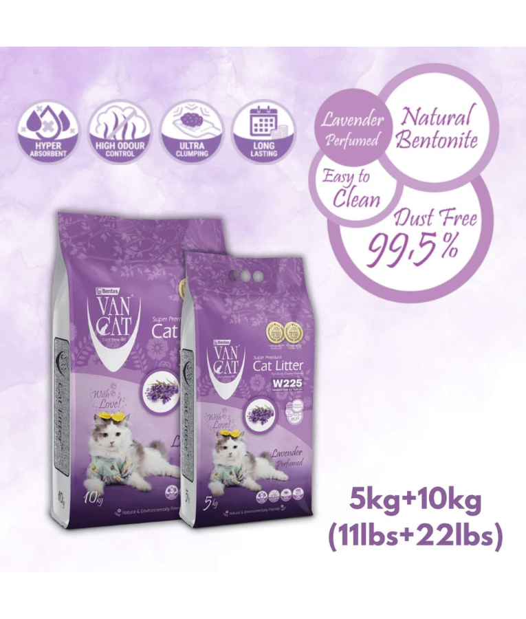 VanCat - Lavender Clumping Cat Litter, High Odor Control - 5kg, 10kg