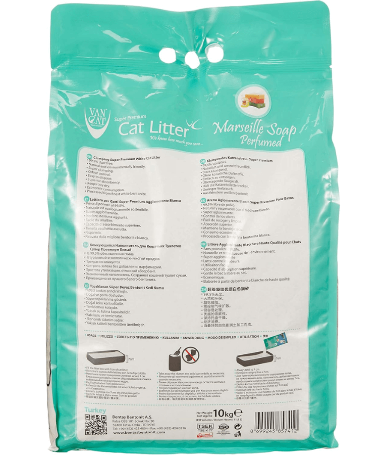 VanCat - Marseille Soap Clumping Cat Litter, High Odor Control - 5kg, 10kg