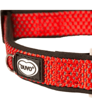 Duvo+ – EXPLOR East Nylon Dog Collar, Red, Weather-Resistant & Reflective – M & XL close-up view.