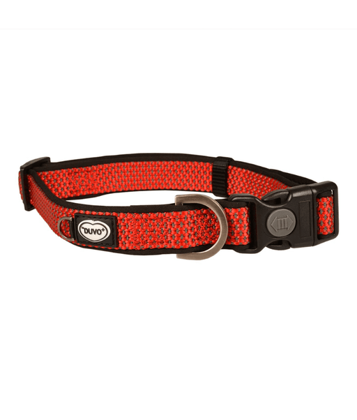 Duvo+ – EXPLOR East Nylon Dog Collar, Red, Weather-Resistant & Reflective – M & XL