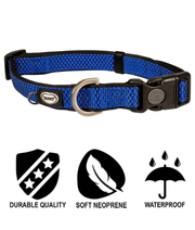 Duvo+ – EXPLOR East Nylon Dog Collar, Blue, Weather-Resistant & Reflective – S & XL with durable quality icons