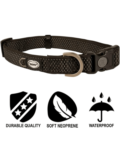 Duvo+ – EXPLOR East Nylon Dog Collar, Black, Weather-Resistant & Reflective – XL with durable quality and soft neoprene.
