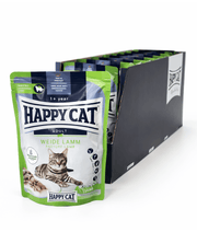 Happy Cat Culinary Farm Lamb in Sauce Wet Cat Food for Sterilised Cats - 85g pack displayed in a box.