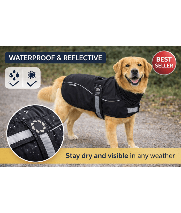 Animate Harness Dog Coat – Waterproof & Windproof, Reflective – 45 & 50 cm