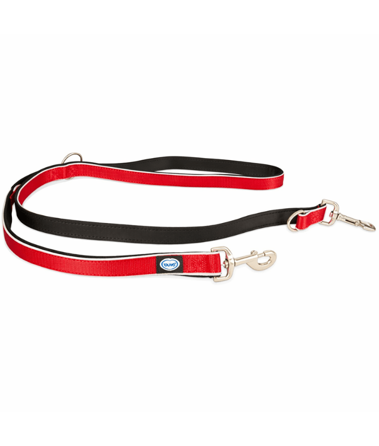 Duvo+ – EXPLOR West Duo Leash, Red, Woven Nylon, Adjustable & Hands-Free – XXL
