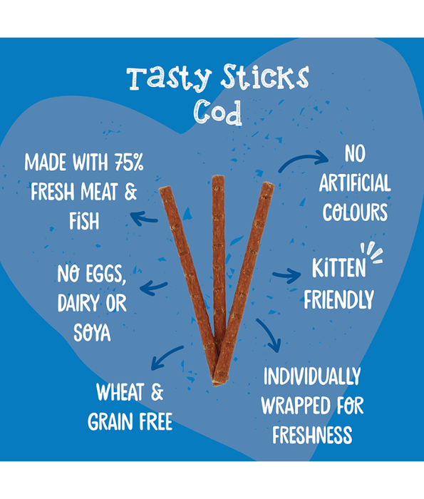 Webbox - Tasty Sticks Cod Cat Treats – Grain Free – 30g (6 Sticks)