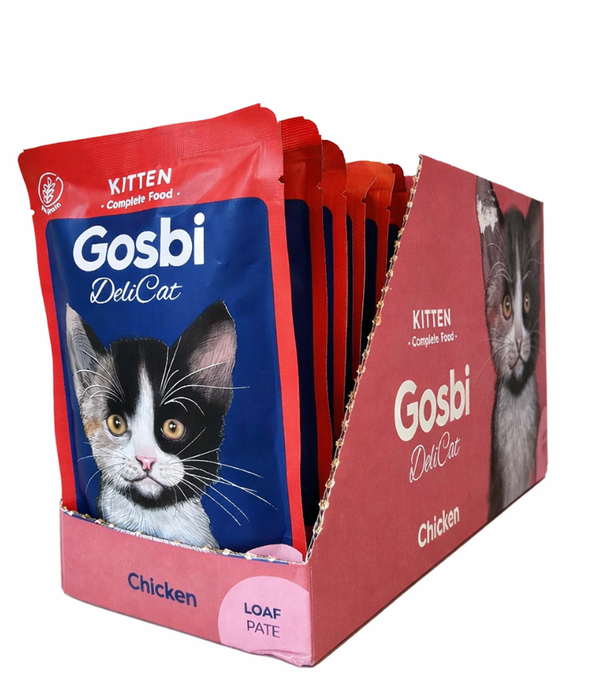 Gosbi - DeliCat, Chicken Kitten Complete Wet Cat Food – Loaf Pâté, Grain-Free, Energy-Rich – 70g