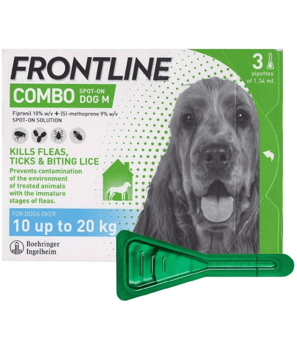 Frontline Combo Dog 10-20kg Flea & Tick Spot On Treatment - Medium - Single Pipette or Box of 4