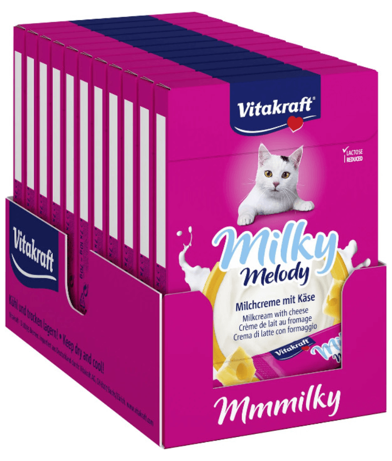 Vitakraft - Milky Melody, Lickable Creamy Tubes With Cheese - 7 Tubes x 10g