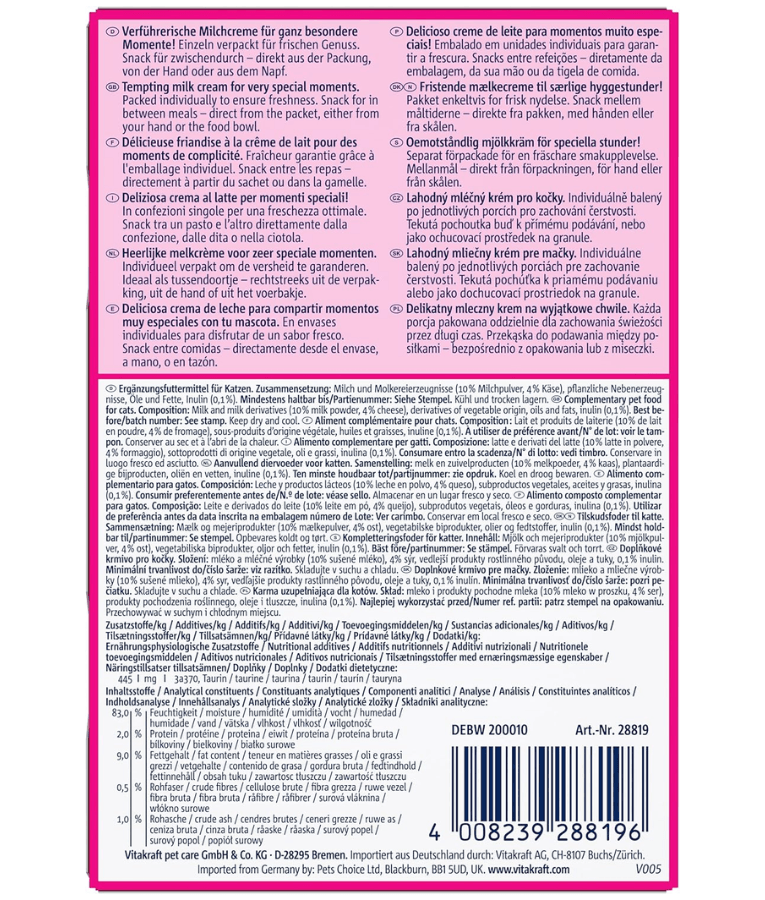 Vitakraft - Milky Melody, Lickable Creamy Tubes With Cheese - 7 Tubes x 10g