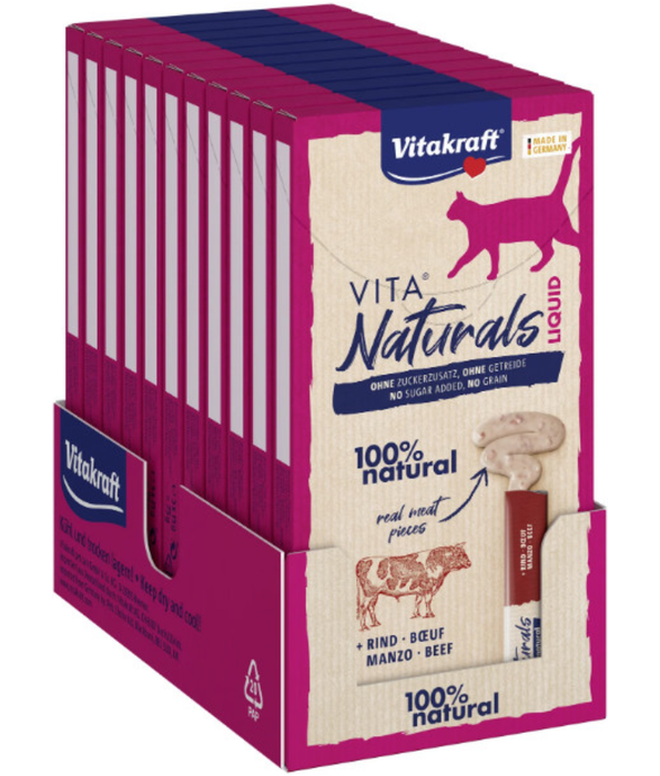 Vitakraft - Vita Naturals, Lickable Liquid Treat Tubes With Beef - 5 Tubes x 15g