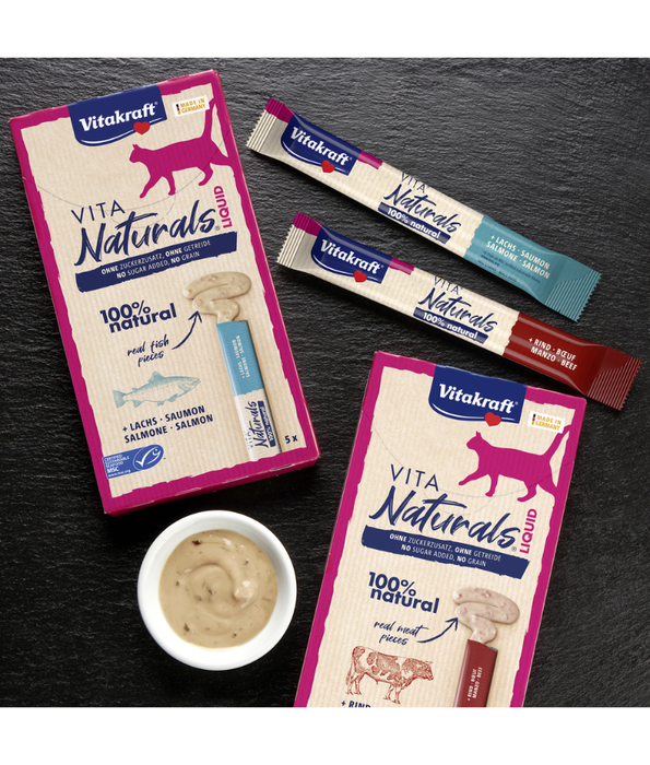 Vitakraft - Vita Naturals, Lickable Liquid Treat Tubes With Beef - 5 Tubes x 15g