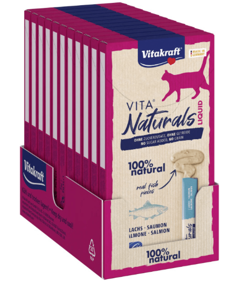 Vitakraft - Vita Naturals, Lickable Liquid Treat Tubes With Salmon - 5 Tubes x 15g
