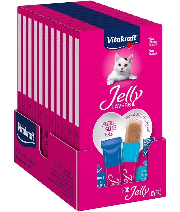 Vitakraft - Jelly Lovers, Lickable Jelly Tubes With Salmon and Plaice (Fish) - 6 Tubes x 15g