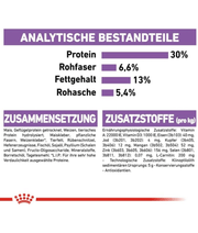 Royal Canin - Sterilised Mini Dog Food – Weight Control for Neutered Mini & Small Breeds – 3 kg nutritional analysis label