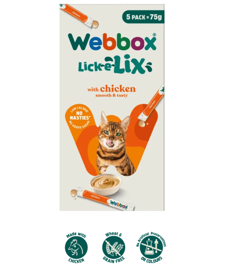 Webbox - Lick-e-Lix Cat Treats – Chicken, 5 Pack – 75g