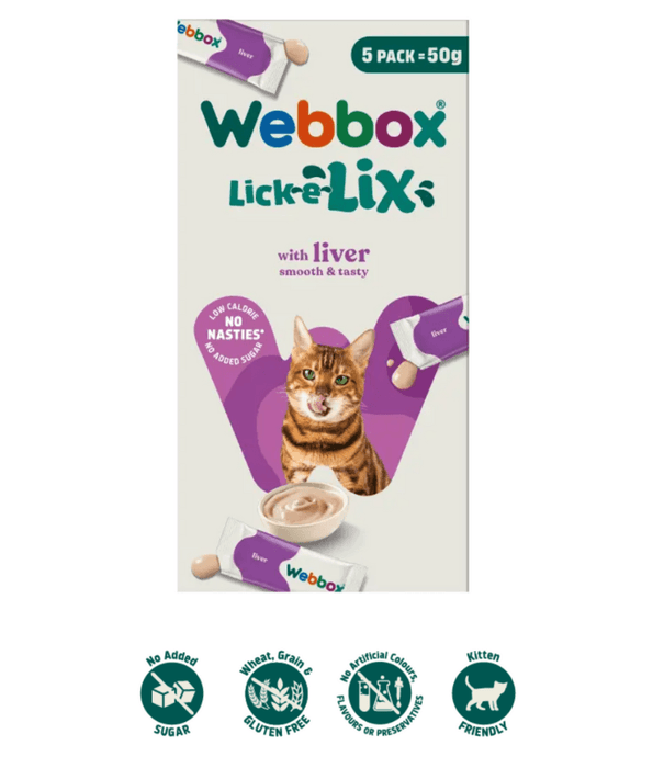 Webbox - Lick-e-Lix Cat Treats – Liver, 5 Pack – 75g