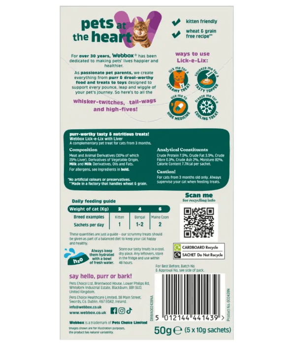 Webbox - Lick-e-Lix Cat Treats – Liver, 5 Pack – 75g
