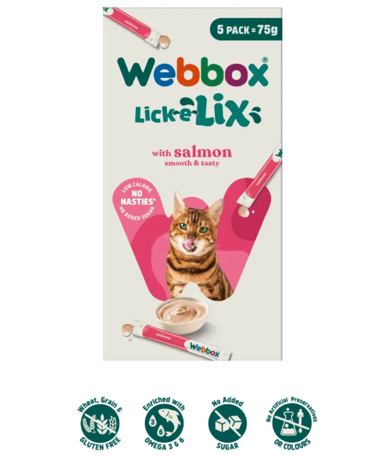 Webbox - Lick-e-Lix Cat Treats – Salmon, 5 Pack – 75g