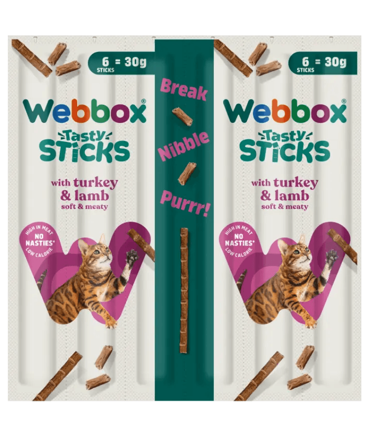 Webbox - Tasty Sticks Turkey & Lamb Cat Treats – Grain Free – 30g (6 Sticks)