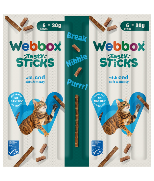 Webbox - Tasty Sticks Cod Cat Treats – Grain Free – 30g (6 Sticks)