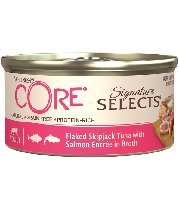 Wellness CORE Signature Selects Flaked Skipjack Tuna & Wild Salmon in Broth 79g