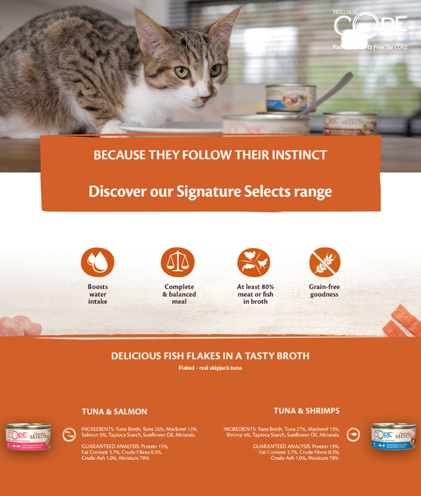 Wellness CORE Signature Selects Flaked Skipjack Tuna & Wild Salmon in Broth 79g