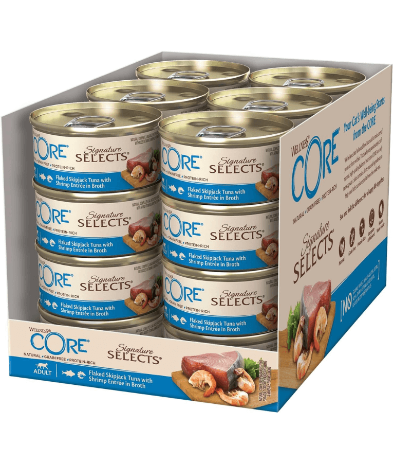 Wellness CORE Signature Selects Flaked Skipjack Tuna With Shrimp Entree In Broth 79g