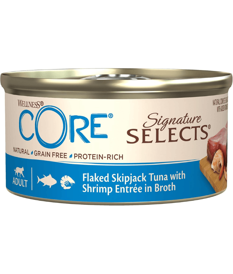 Wellness CORE Signature Selects Flaked Skipjack Tuna With Shrimp Entree In Broth 79g