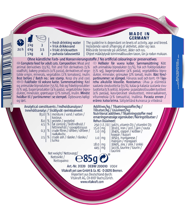 Vitakraft - Poesie Creation, Adult Wet Cat Food With Seelachs (Pollack Fish) & Tomato In Gravy - 85g