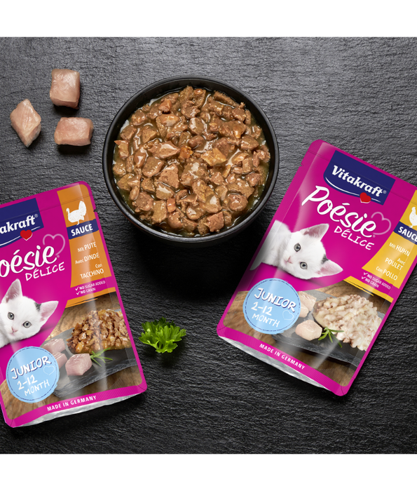 Vitakraft - Poesie Delice, Junior Wet Cat Food With Turkey In Gravy - 85g