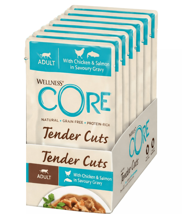 Wellness CORE Tender Cuts Chicken & Salmon in Savory Gravy 85g
