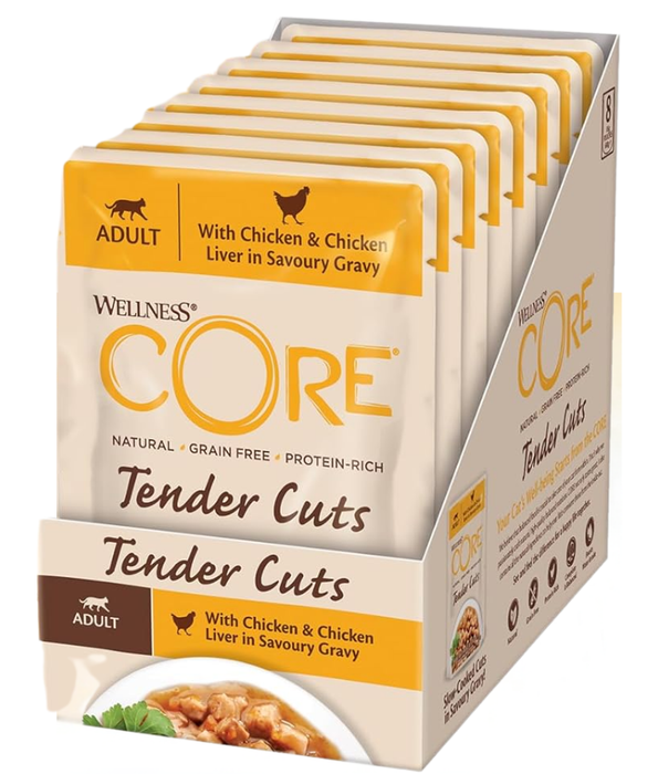 Wellness CORE Tender Cuts Chicken & Chicken Liver in Savory Gravy 85g
