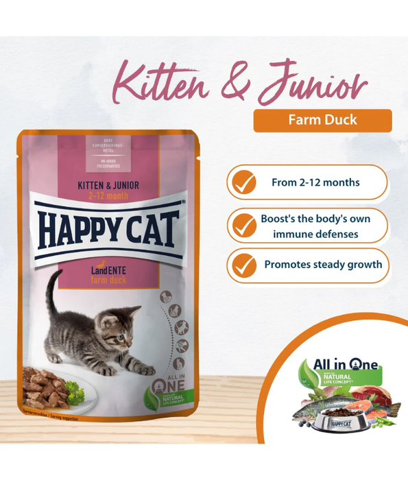 Happy Cat - Kitten & Junior Farm Duck 85g