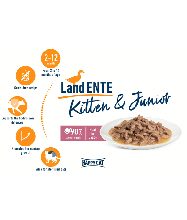 Happy Cat - Kitten & Junior Farm Duck 85g