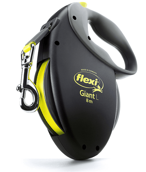 Flexi - Giant Neon Tape Dog Lead, 8m Tape, Soft Grip – Large Dogs up to 50kg with ergonomic design.