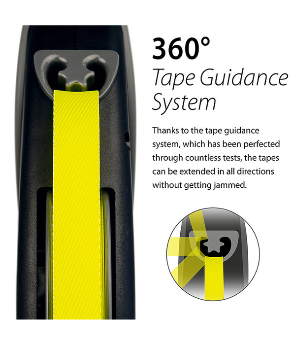 Flexi - Giant Neon Tape Dog Lead, 8m Tape, Soft Grip – Large Dogs up to 50kg