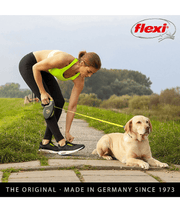 Flexi - Giant Neon Tape Dog Lead, 8m Tape, Soft Grip – Large Dogs up to 50kg in use with owner and dog.