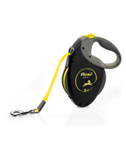 Flexi - Giant Neon Tape Dog Lead, 8m Tape, Soft Grip – Large Dogs up to 50kg, retractable leash with yellow tape.