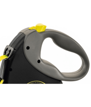 Flexi - Giant Neon Tape Dog Lead, 8m Tape, Soft Grip – Large Dogs up to 50kg handle and braking system detail