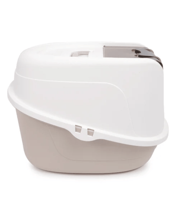 M-Pets - ECO TIMA Covered Cat Litter Box, Recycled Plastic, Odour Filter & Swing Door, Desert Sand - 60 x 45 x 42 cm