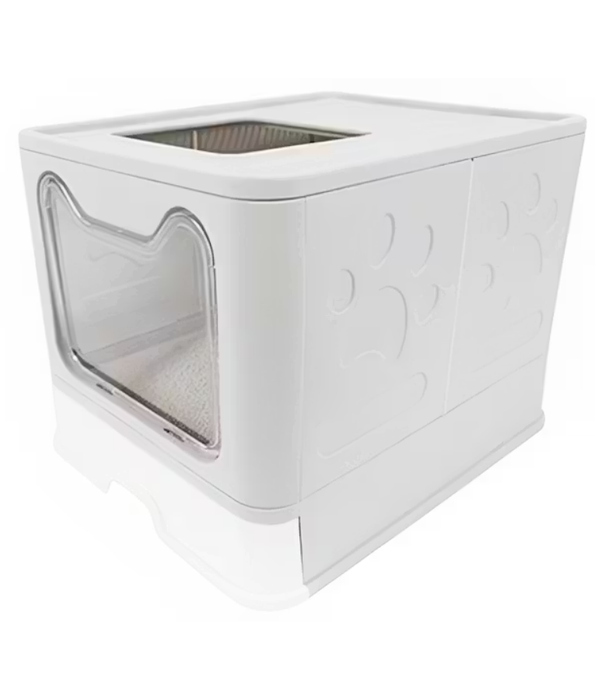 M-PETS - Sile Enclosed Cat Litter Box – Top & Front Entry, Pull-Out Drawer, Anti-Tracking – 51 x 41 x 38 cm