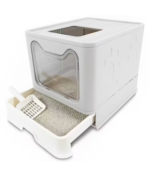 M-PETS - Sile Enclosed Cat Litter Box – Top & Front Entry, Pull-Out Drawer, Anti-Tracking – 51 x 41 x 38 cm